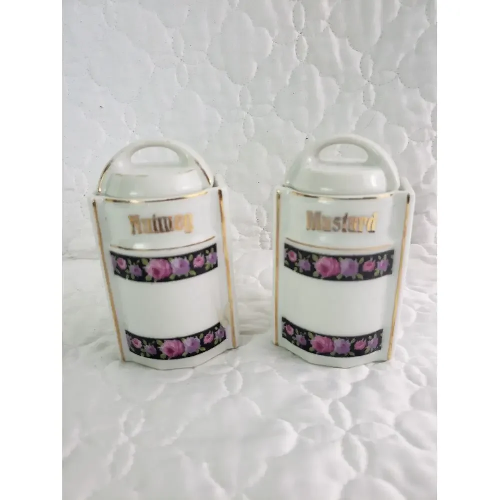 Antique Artikel 2388 German Porcelain Lusterware Canisters Set of 3